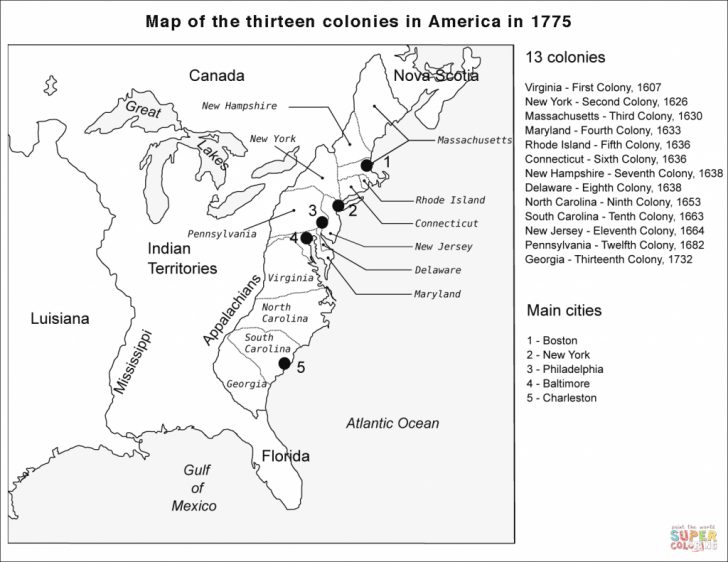13 Colonies Map Printable