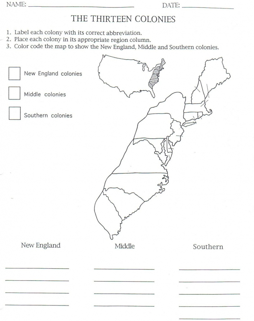 13 Colonies Map To Color And Label, Although Notice That They Have - 13 Colonies Map Printable