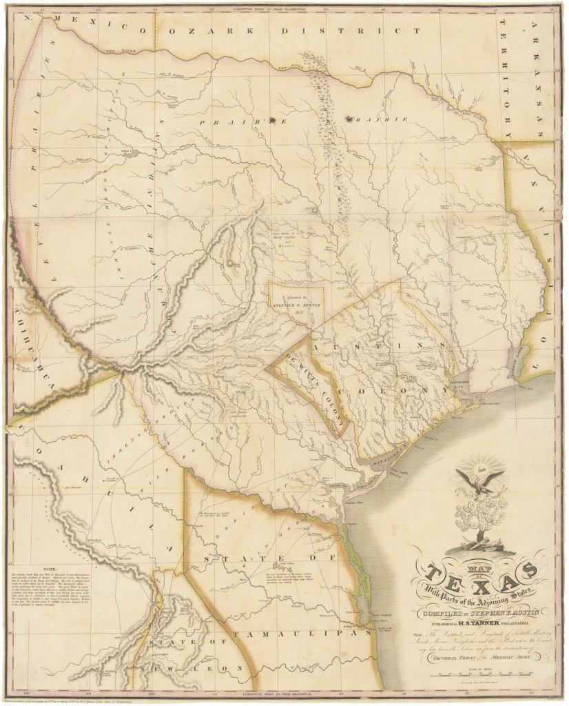1830 First Edition Of The Austin Map Of Texas: “The Map Of Texas I - Old Texas Maps Prints