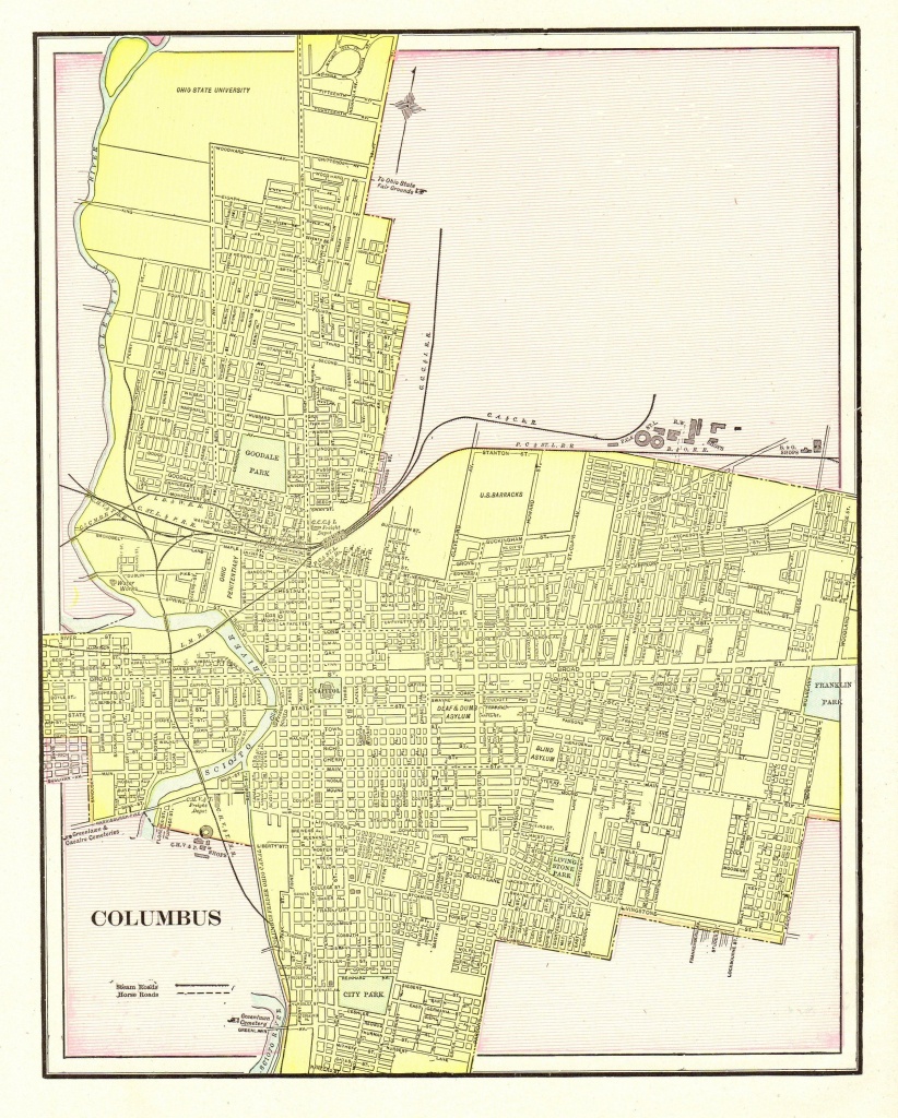 1901 Antique Columbus City Map Reproduction Print Of Columbus Ohio - Printable Map Of Columbus Ohio