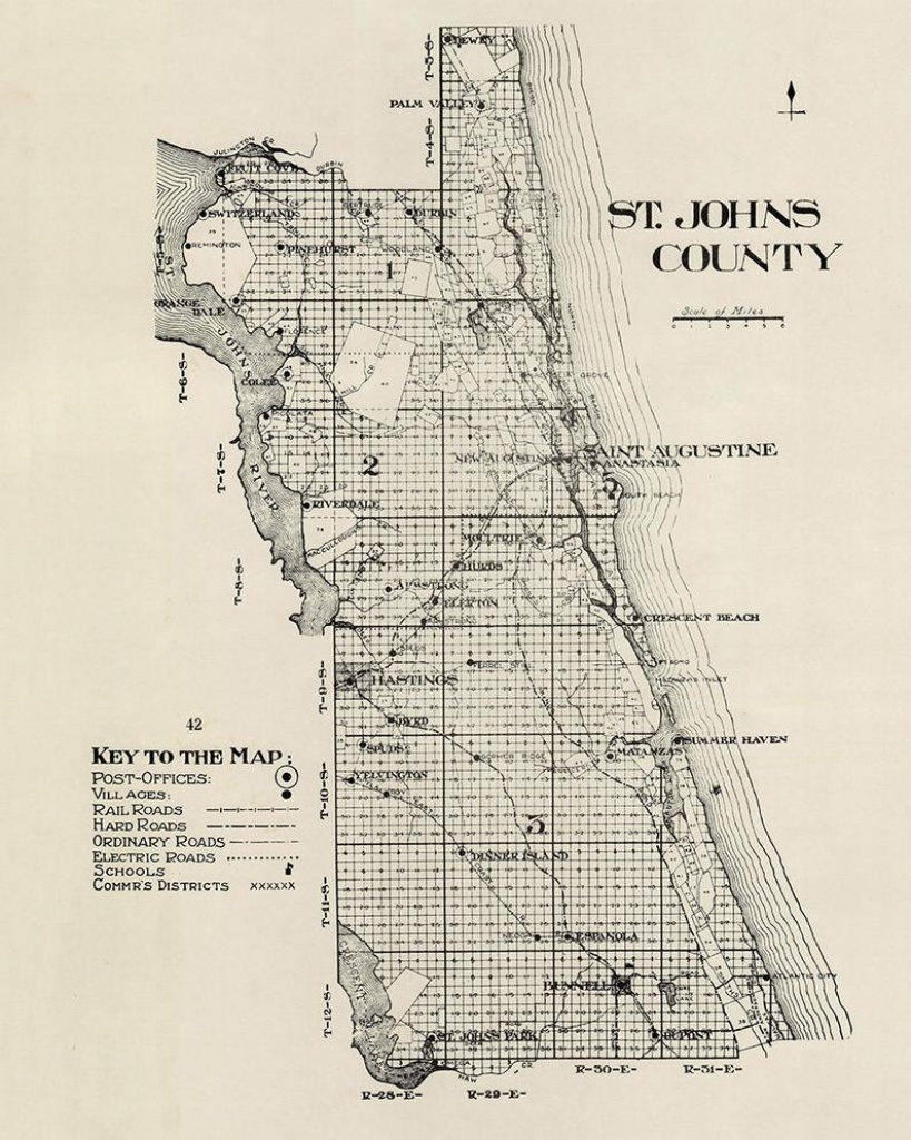 1914 Map Of Saint Johns County Florida Saint Augustine | Etsy - Map Of St Johns County Florida