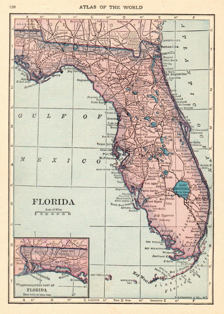1926 Antique Florida Map Vintage Map Of Florida State Map Gallery - Map Of Florida Wall Art