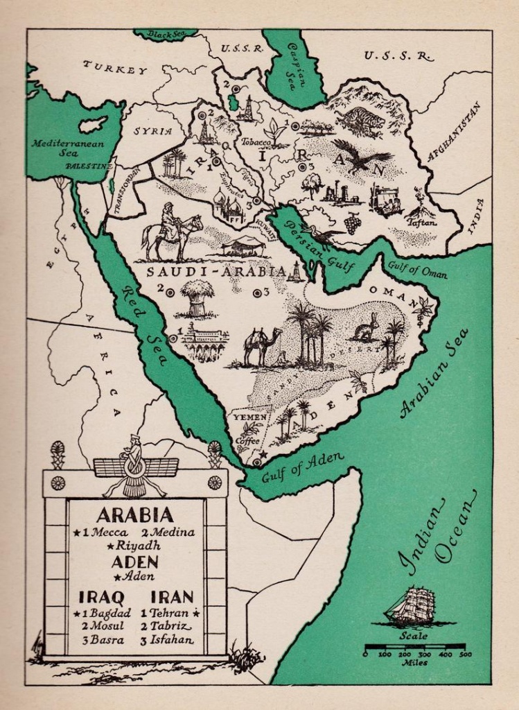 1940&amp;#039;s Arabia Picture Map Of Saudi Arabia Print Map Of | Etsy - Printable Map Of Saudi Arabia