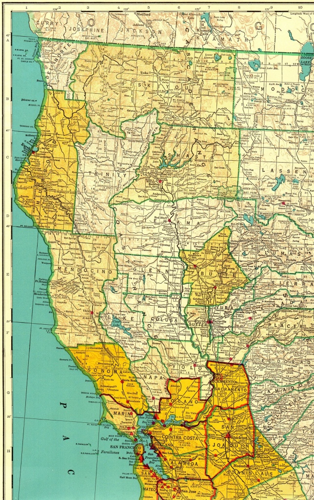 1956 Rare Size Vintage California Map Poster Size With Railroads - Northern California Wall Map
