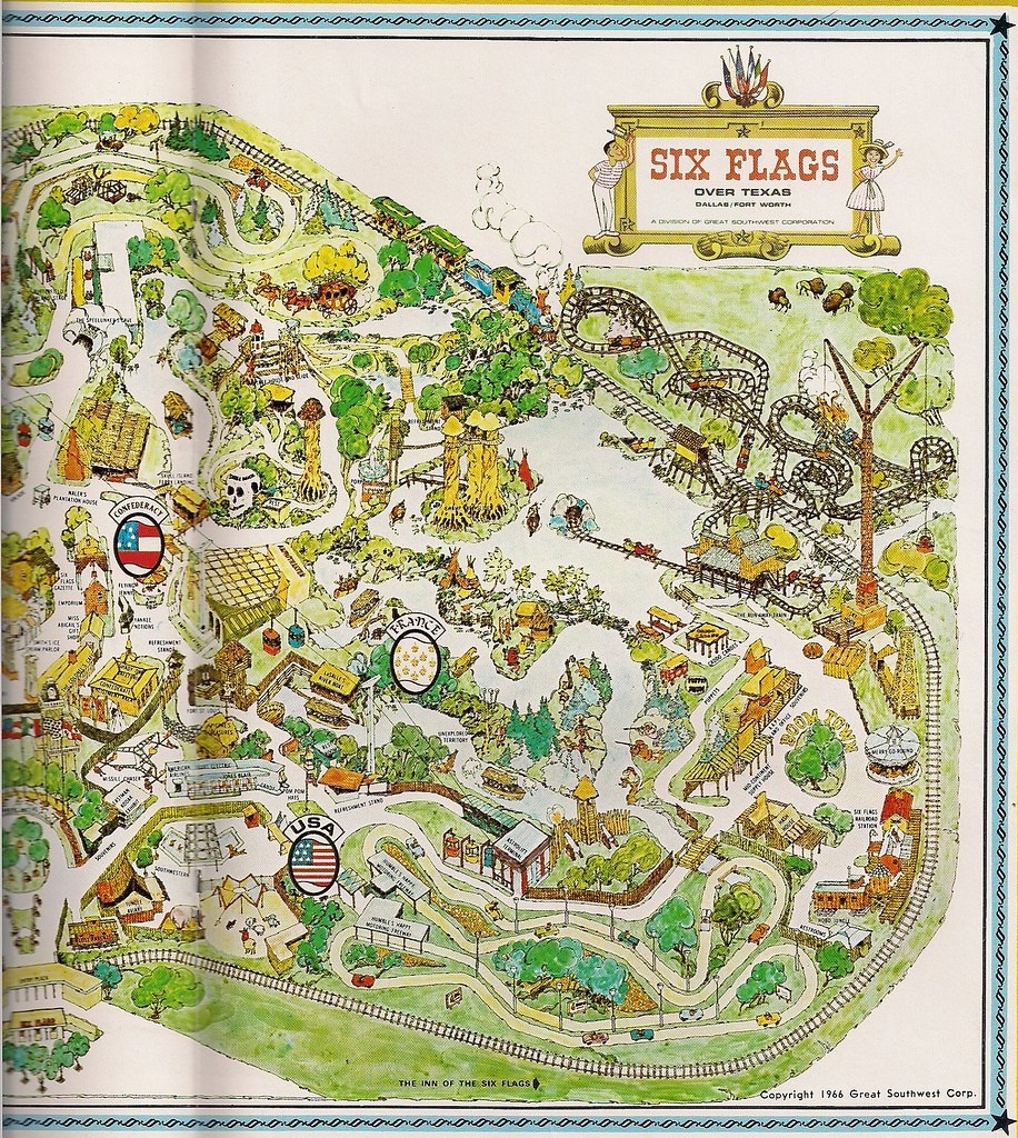 1966 Six Flags Over Texas Map | Yarbrough | Flickr - Six Flags Over Texas Map