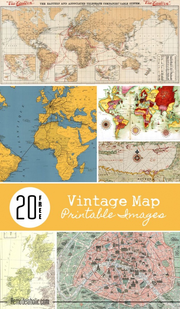 20 Free Vintage Map Printable Images | Remodelaholic #art - Create Printable Map