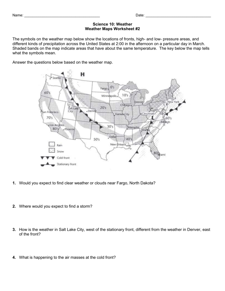 29. Weather Map Worksheet #2 - Printable Weather Maps For Students