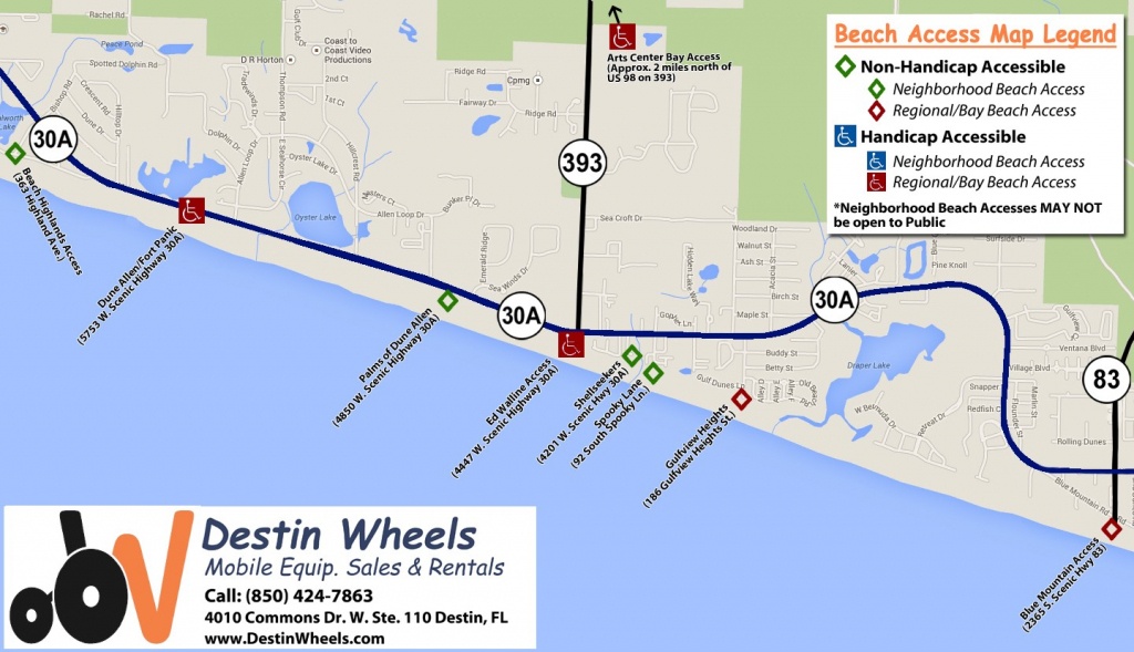 30A &amp;amp; Destin Beach Access - Destin Wheels Rentals In Destin, Fl - Destin Florida Map Of Beaches