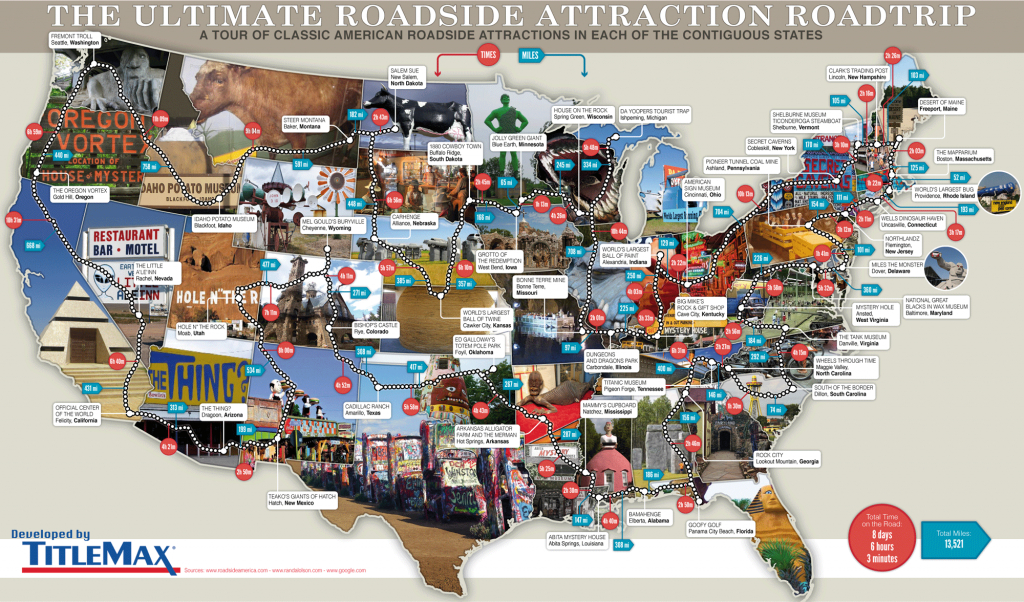 79 Weird Roadside Attractions Road Trip[Infographic] - Titlemax - Texas Sightseeing Map