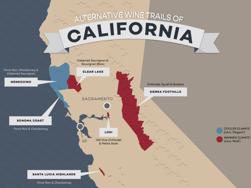 8 Alternative Wine Trails Of California | Wine Folly - California Wine Trail Map