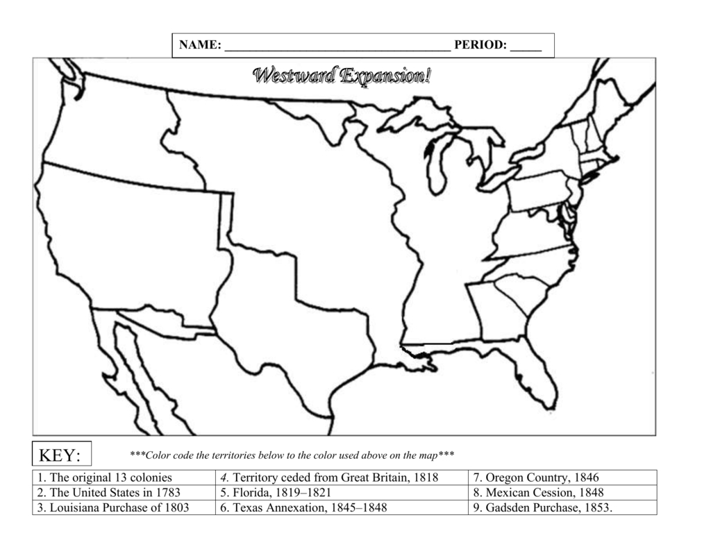 994220Westward Expansion Map Blank - Printable Map Of The 13 Colonies With Names