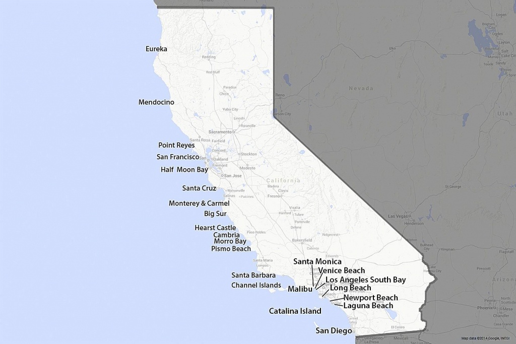 A Guide To California&amp;#039;s Coast - California Beach Cities Map