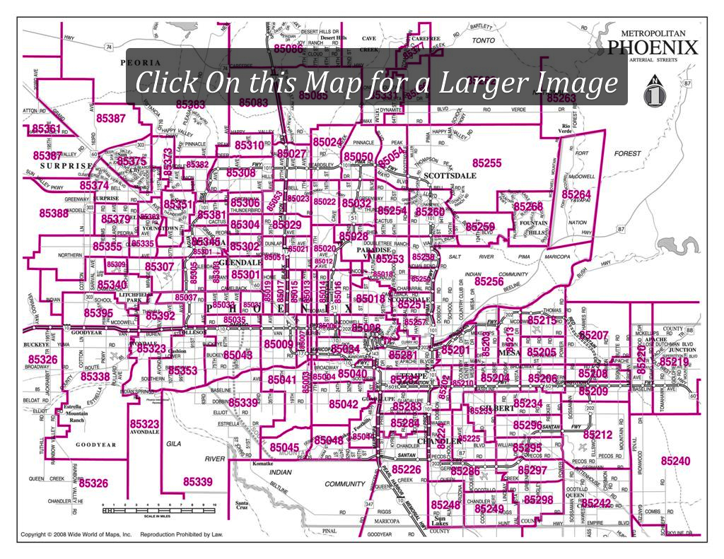A Large Map Of Phoenix Area Zipcodes. This Is A Great Quick Visual - Phoenix Area Map Printable