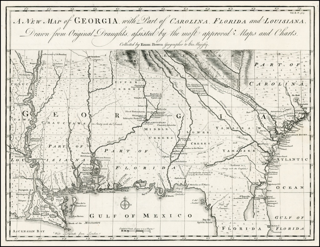 A New Map Of Georgia, With Part Of Carolina, Florida And Louisiana - Florida Louisiana Map