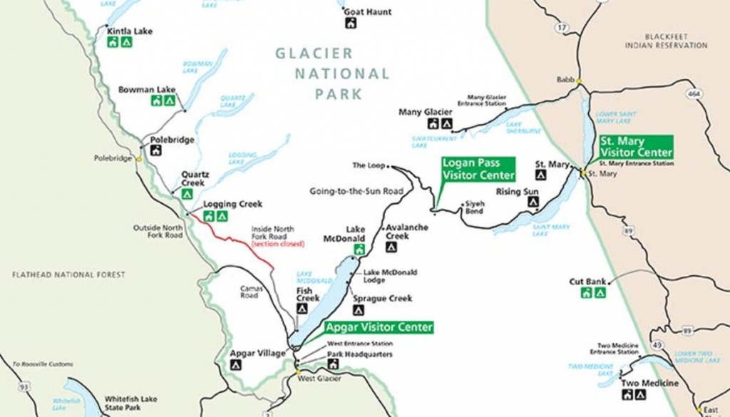A Quick Overview Map Of Glacier National Park - My Yellowstone Park - Printable Map Of Glacier National Park