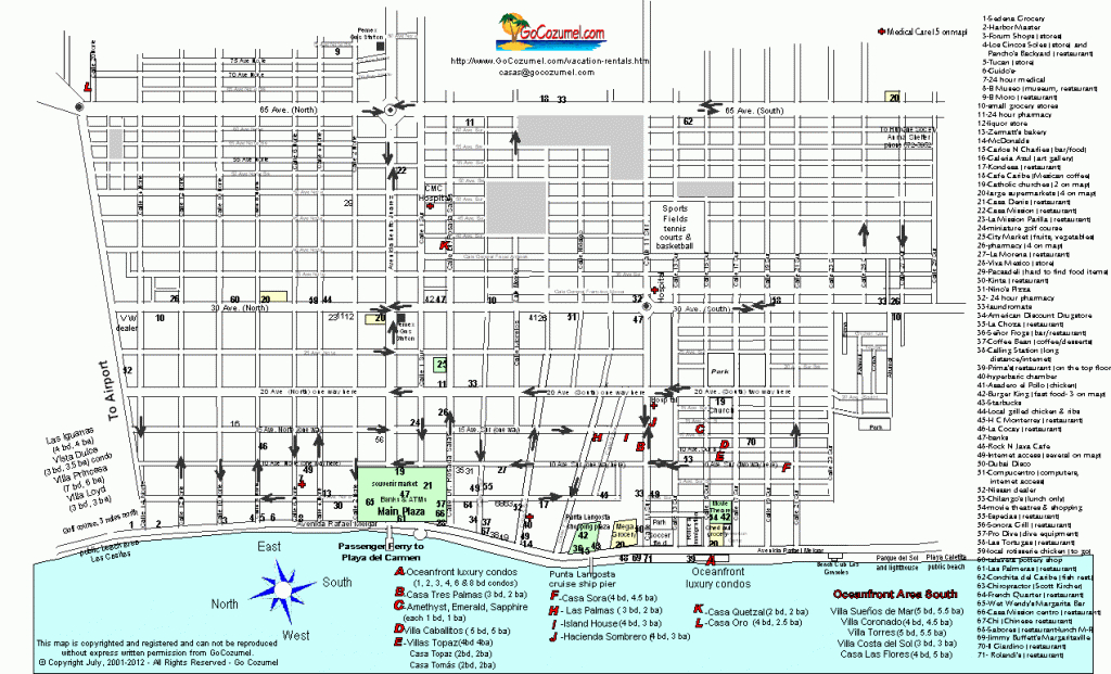 A Street Map Of Cozumel. To See The Larger Size, Click On The Map To - Printable Map Of Cozumel Mexico