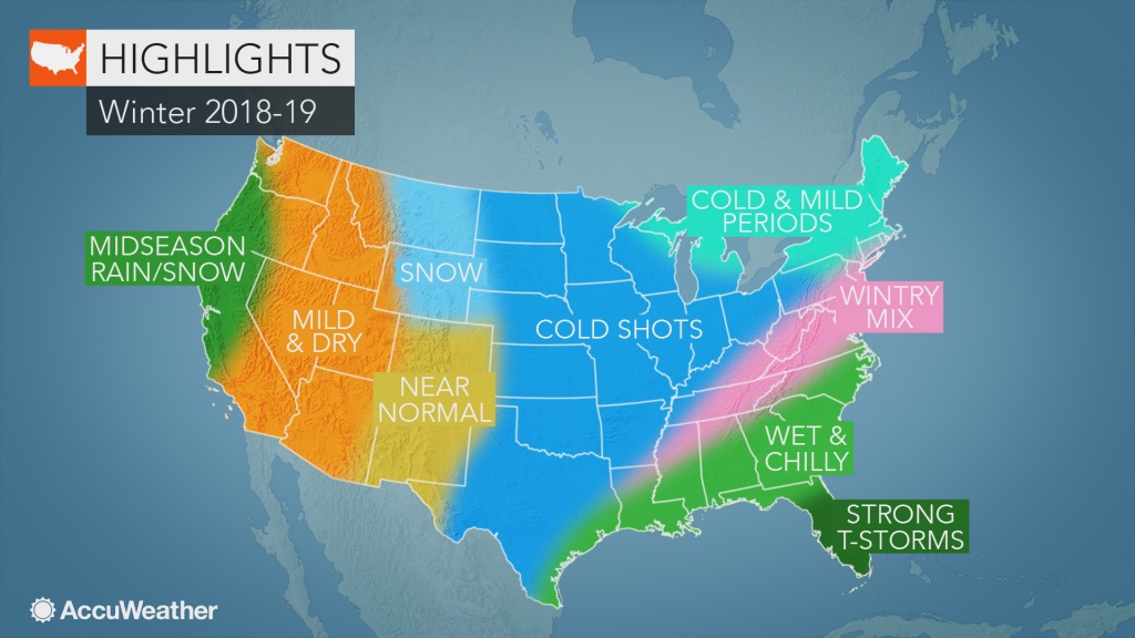Accuweather&amp;#039;s Us Winter Forecast For 2018-2019 Season - Florida Weather Map With Temperatures