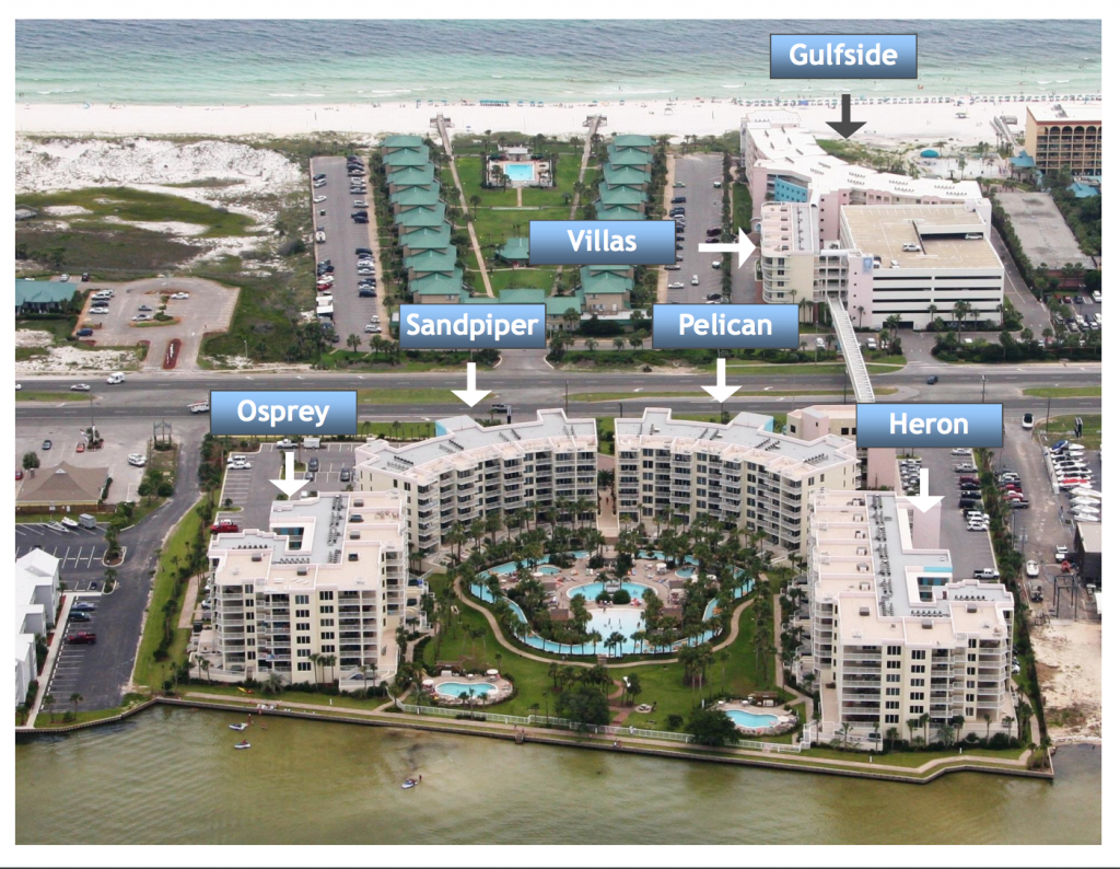 Aerial Map Of Destin West Beach And Bay Resort | Destin West Vacations - Map Of Hotels In Destin Florida