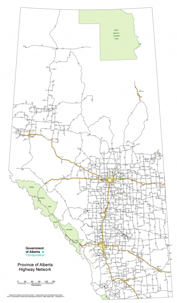 Alberta Highway Map - Printable Alberta Road Map