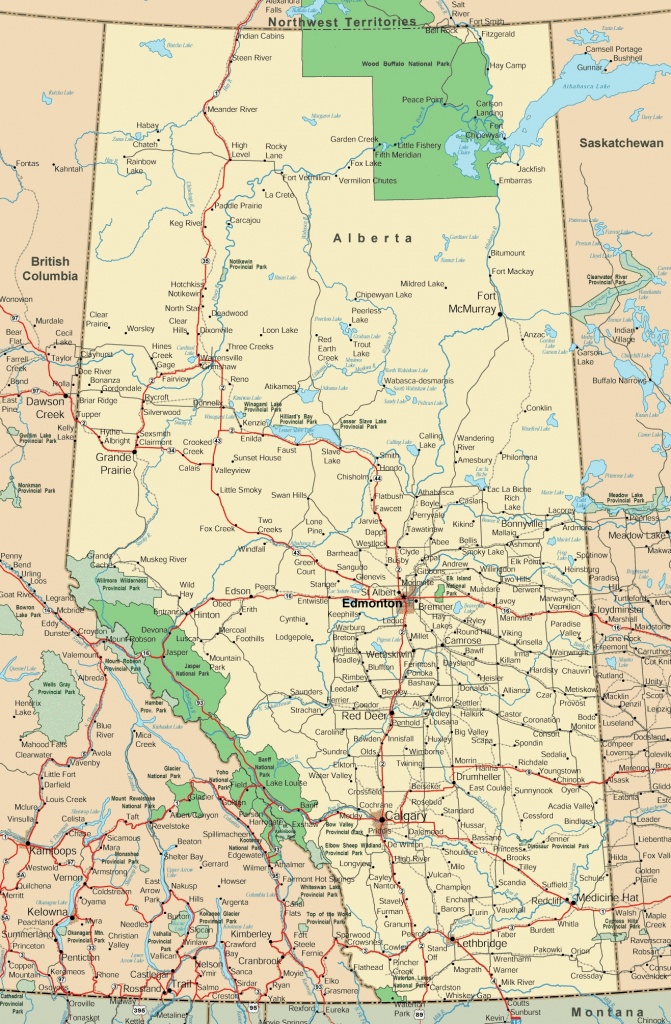 Alberta Road Map - Free Printable Map Of Alberta