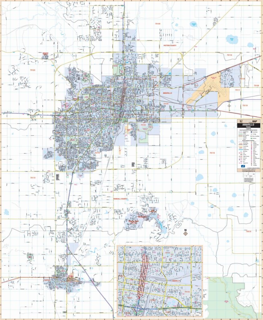 Amarillo, Tx Wall Map - Texas Wall Map