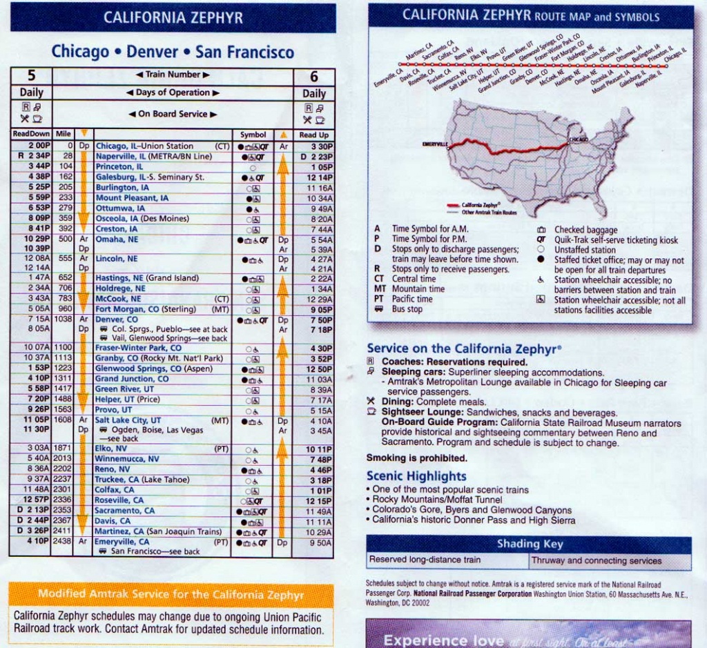 Amtrak Excursion; Round Trip, Truckee - Colfax, California - Amtrak Train Map California