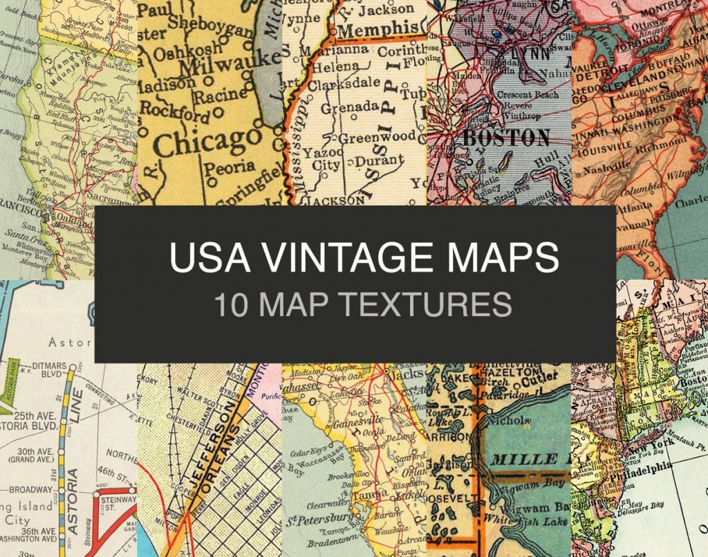 Antique Us Digital Maps . Digital Maps Paper Set. North | Etsy - Printable Map Paper