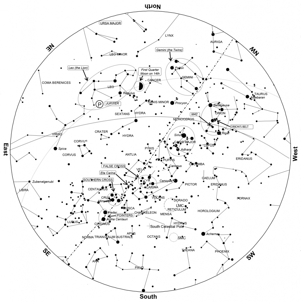 April 2016 Night Sky Guide Transcript And Sky Chart – Observations - Printable Constellation Map