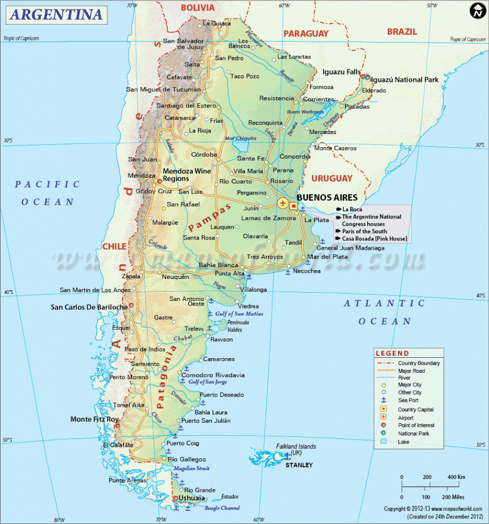 Argentina Map, Map Of Argentina, Map Of Argentine Republic - Printable Map Of Argentina