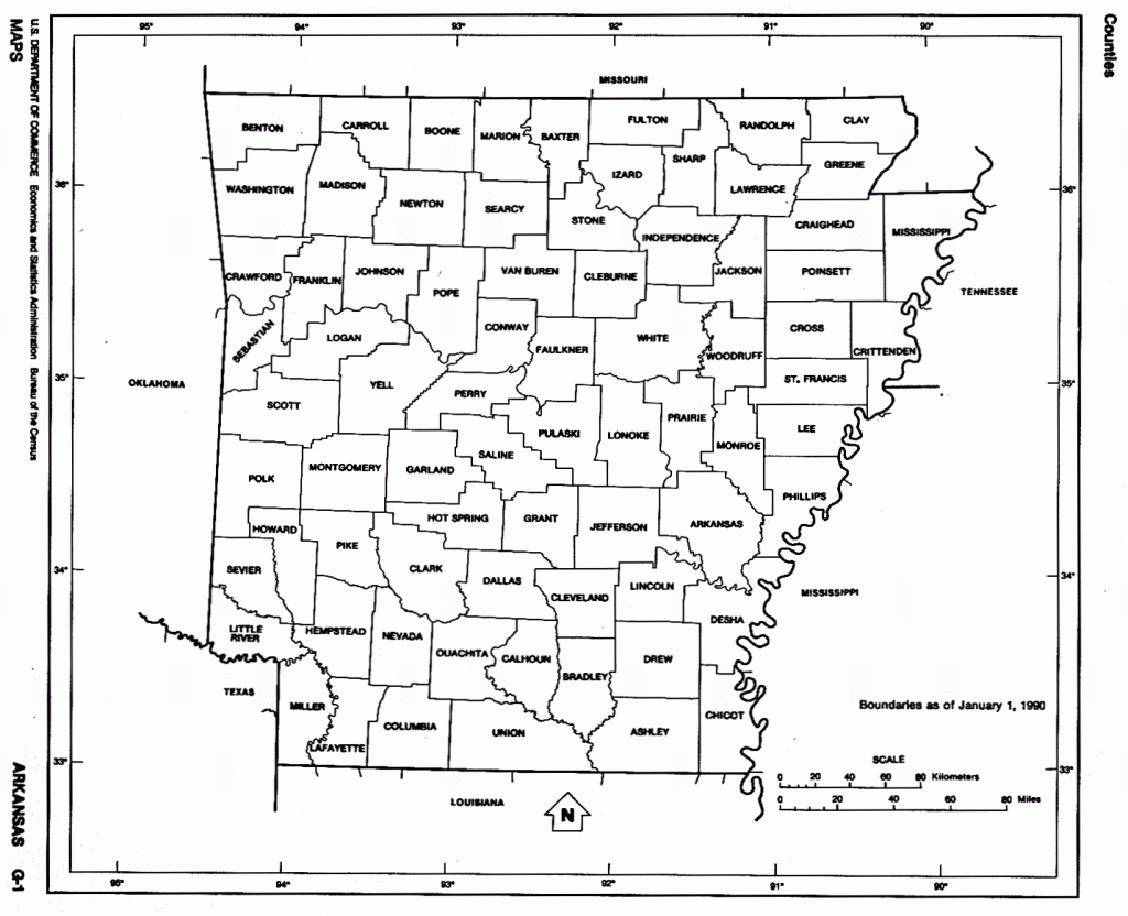Arkansas State Map With Counties Outline And Location Of Each County - Printable State Maps With Counties