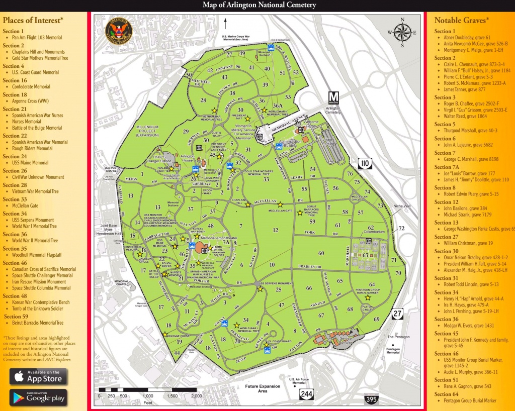 Arlington National Cemetery Map - Arlington Cemetery Printable Map