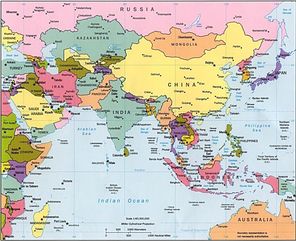 Printable Map Of Asia With Countries And Capitals - Printable Maps