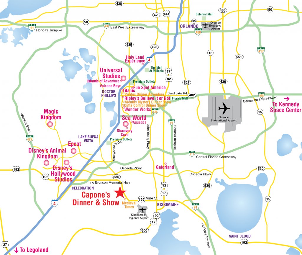 Attractions Map : Orlando Area Theme Park Map : Alcapones - Florida Tourist Map