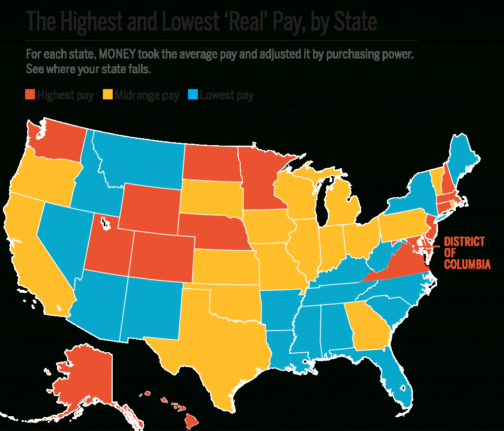Average Income And Cost Of Living In Every State | Money - California Cost Of Living Map