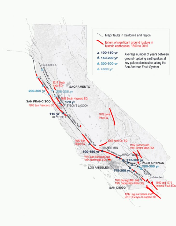 Map Of The San Andreas Fault In Southern California