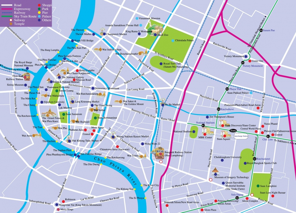 Bangkok Tourist Attractions Map - Printable Map Of Bangkok