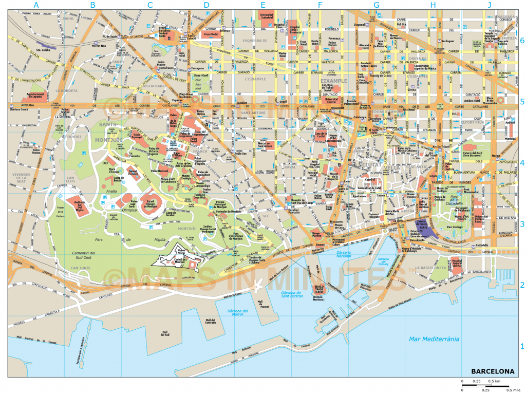 Barcelona City Map In Illustrator Cs Or Pdf Format - City Map Of Barcelona Printable