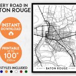 Baton Rouge Map Print Printable Louisiana Map Art Baton | Etsy   Printable Map Of Baton Rouge