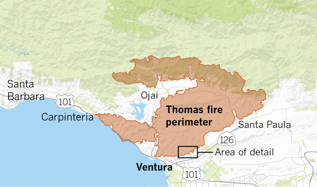 Before And After: Where The Thomas Fire Destroyed Buildings In - Map Of Thomas Fire In California