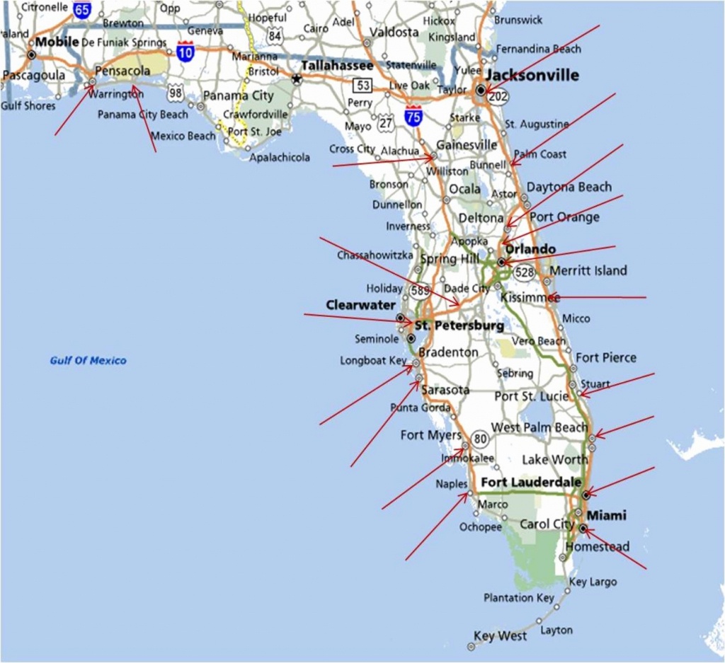 Map Of Florida Gulf Coast Beach Towns - Printable Maps
