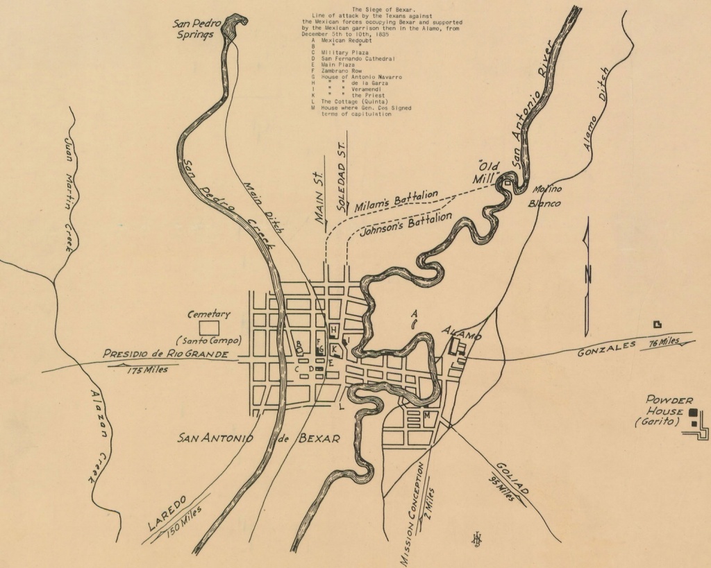 Bexar Co. Txgenweb - Siege Of Bexar Map - Map Of The Alamo San Antonio Texas