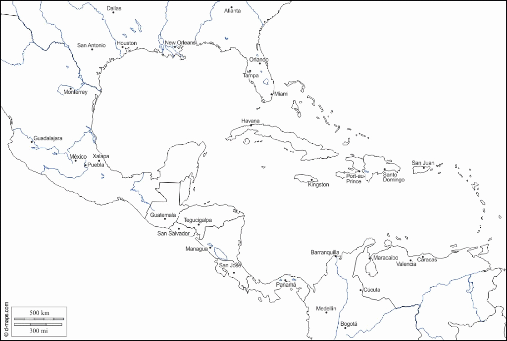 Blank Map Of Central America - World Wide Maps - Free Printable Map Of The Caribbean Islands