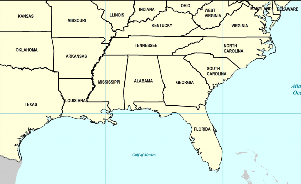 Blank Map Of Southeast Usa | Sitedesignco - Printable Map Of Southeast Us