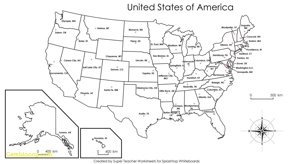 Blank Us Map For Capitals - Capitalsource - Printable Usa Map With Capitals