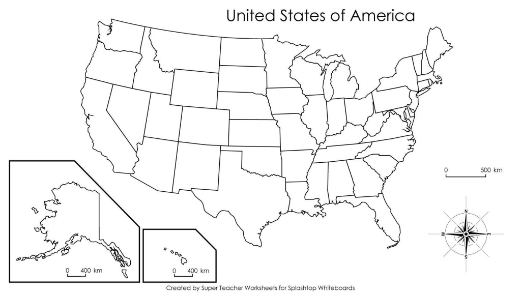 Blank Us Map With States Names Blank Us Map Name States Black White - Map Of United States Without State Names Printable