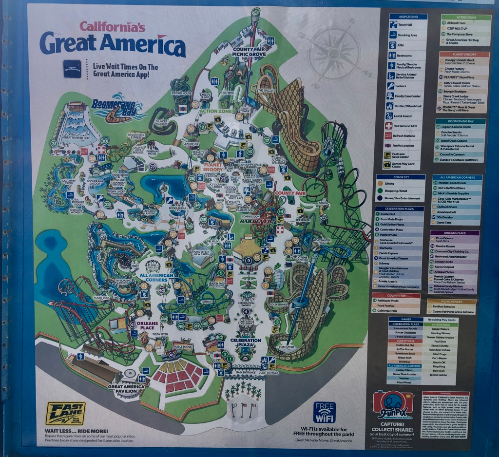 Boomerang Bay Great America Map | Ikwileenprentenboek - California&amp;#039;s Great America Map 2018