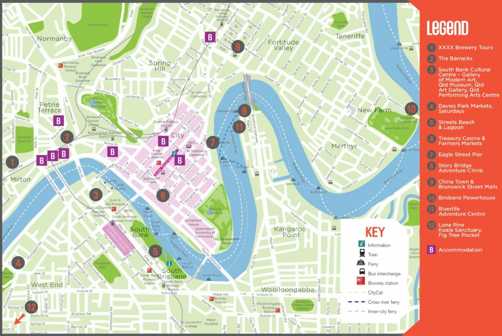 Brisbane Maps | Australia | Maps Of Brisbane - Brisbane Cbd Map Printable