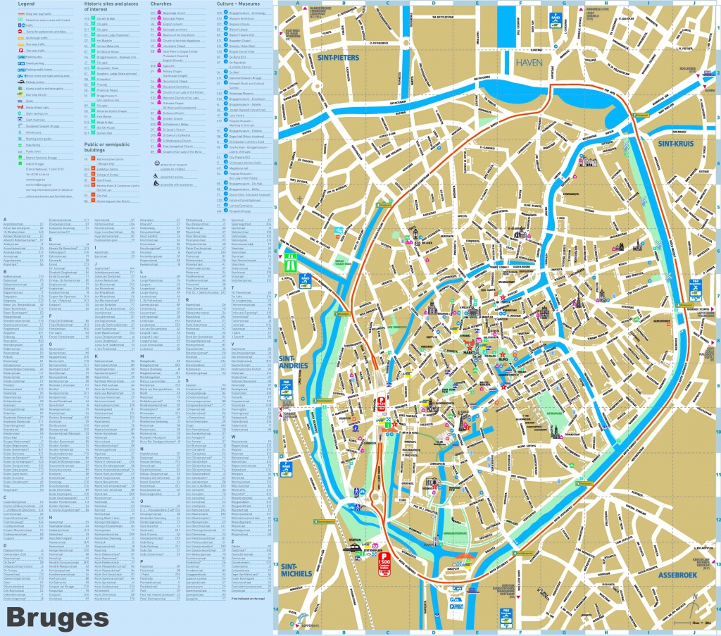Bruges Tourist Attractions Map - Printable Street Map Of Bruges