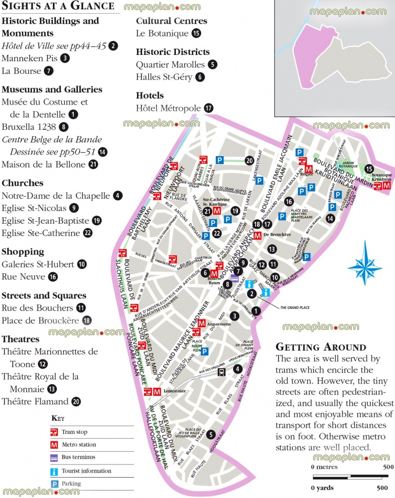Brussels Map - Brussels, Belgium Lower Town City Center Free - Tourist Map Of Brussels Printable