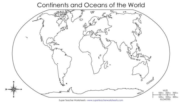 World Map Continents Outline Printable